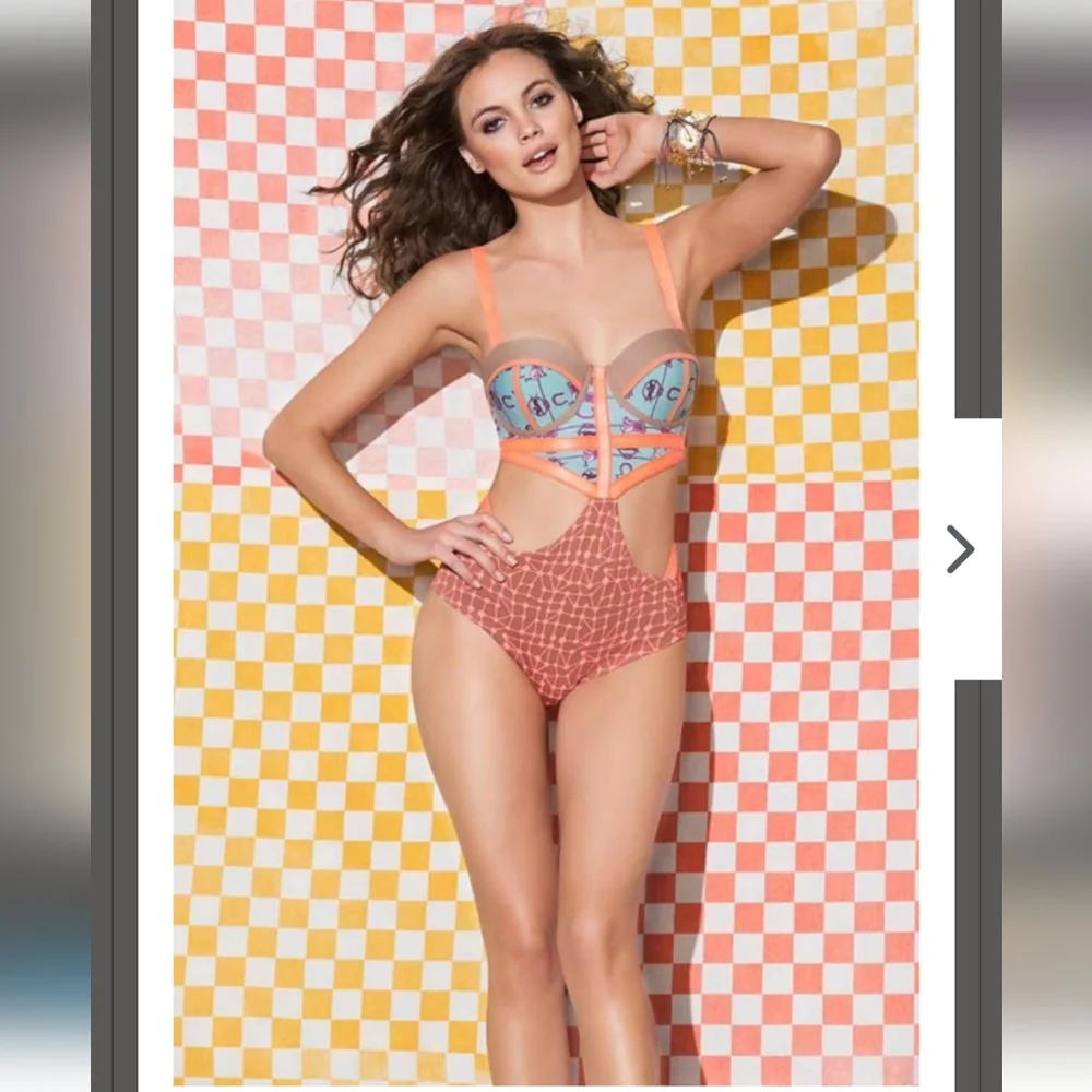 Maaji Citrus Award One-piece Swimsuit Cut Out Colorful Women's - Picture 2 of 16